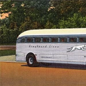 Greyhound Bus. ca. 1940, USA, I am Traveling on this Bus