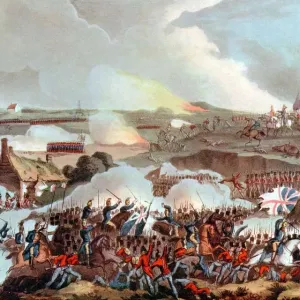 Print of British army in action at Waterloo, June 1815 Print of British army in action at Waterloo, June 1815