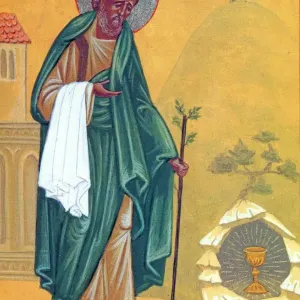 Icon of St. Joseph of Arimathea Print with Holy Grail and Flowering Staff