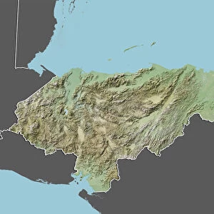 Honduras, Relief Map With Border and Mask