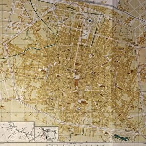 Italy, Bologna, Map of town, illustration