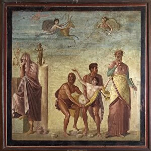 Italy, Campania, Pompeii, The sacrifice of Iphigenia from the House of the Tragic Poet, fresco