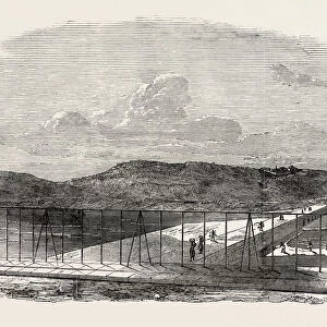 The Jamsetjee Bund, Poonah, Pune, the Sluices Open, India, 1851 Engraving