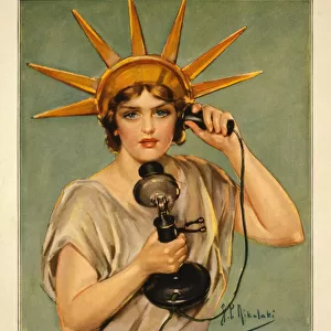 Lady Liberty on Telephone, "Hello! This is Liberty Speaking, Billions of Dollars are Needed and Needed Now", World War I Poster, 1918