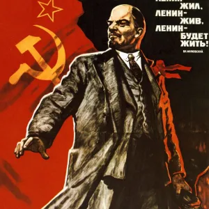 Lenin lived, Lenin lives, Long live Lenin, Soviet propaganda poster by Viktor