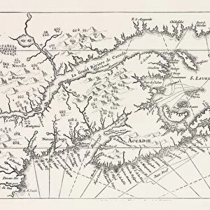 MAP OF CANADA AND NOVA SCOTIA, From Joannes de Salts America Utriusque Descriptio