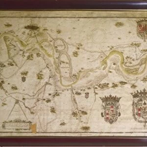 Map of The Po River from Colorno to Piacenza, by Smeraldo Smeraldi, 1605