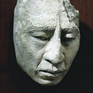 Maya civilisation, stucco mask of a man, from the Temple of the Sun at Palenque, Mexico