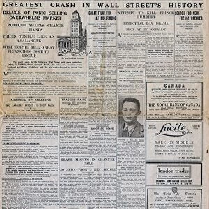 Front page of the Continental edition of the London Daily Mail 25 October