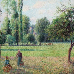 Camille Pissarro Print: Two Peasant Women in a Meadow 1893. Art