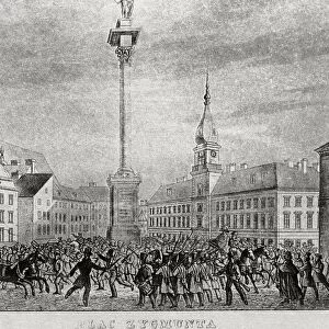 Poland, Polish Revolution, fight in Warsaw in 1830, print