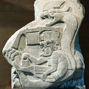 Relief depicting priest making offerings and snake behind him, from La Venta, Mexico