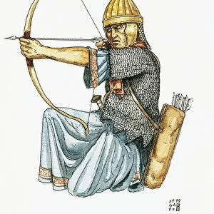 Roman auxiliary military, levantine archer, 2nd century, drawing
