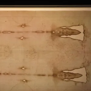 Detail of Shroud of Turin in Duomo (cathedral)