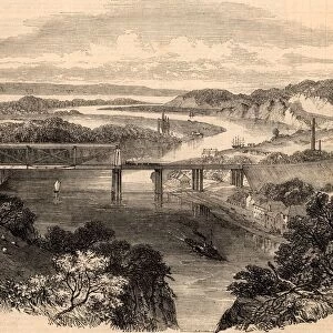 South Wales Railway: Opening of the Chepstow Bridge, 1852. Wrought iron tubular suspension