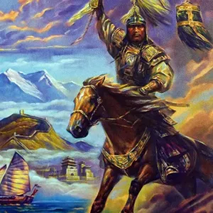 Genghis Khan Print, a portrait of the Mongol Empire founder Genghis Khan Print, a portrait of the Mongol Empire founder