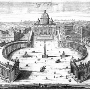 St Peter's Basilica Print, 1702 Copperplate Engraving St Peter's Basilica Print, 1702 Copperplate Engraving