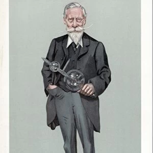 William Crookes (1832-1919) holding discharge tube which carried his name. British physicist