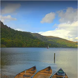 Beached canoes, Lake district, England