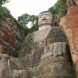 China, Sichuan Province, Leshan, Grand Buddha (Da Fo), low angle view