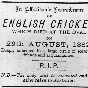 Death Of Cricket, The Sporting Times mock obituary 1882