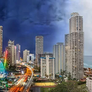 Gold Coast skyline night and day