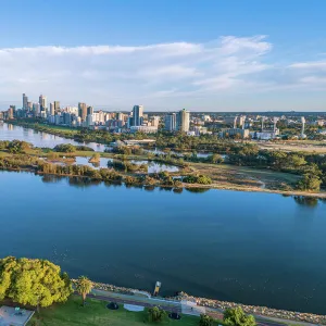 Skyline aerial view of the City of Perth Western Australia