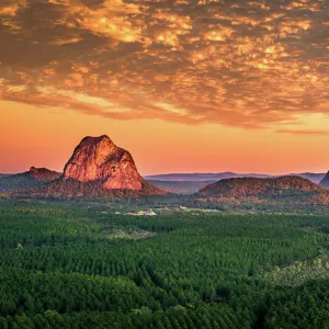 Sunrise over Glass House Mountains of Queensland