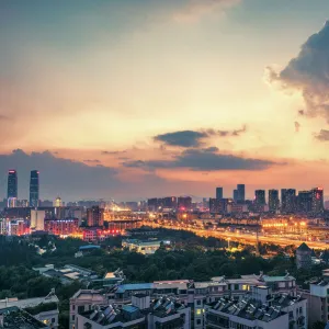 Sunset view and Cityscape of Kunming, Yunnan, China