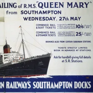 First Sailing of RMS Queen Mary, SR poster, 1936