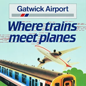 Gatwick Airport - Where Trains Meet Planes, BR poster, 1987