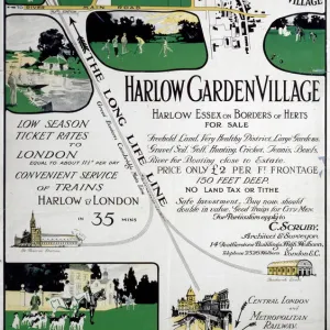 Harlow Garden Village, GER poster, c 1910