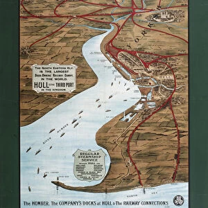 Hull Docks and the Humber Estuary, NER poster map, 1900-1915