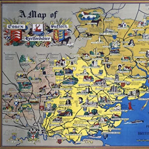 A Map of Essex, Suffolk and Hertfordshire, BR poster, after 1948
