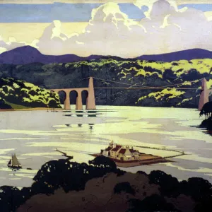 Menai Suspension Bridge, Wales, c 1922-1947