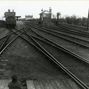 Mildenhall, view from corner of goods shed looking into station, the turntable is