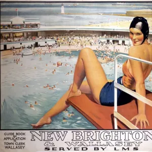 New Brighton and Wallasey, LMS poster, 1923-1947