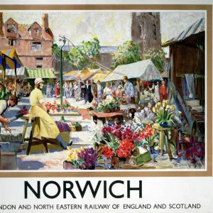 Norwich - The Flower Market, LNER poster, 1923-1947