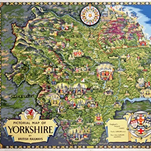 Pictorial Map of Yorkshire, BR poster, 1949