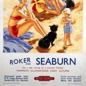 Roker and Seaburn, BR poster, 1953