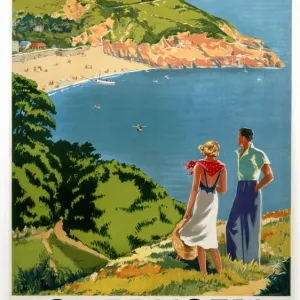 Guernsey Print, a 1938 GWR/SR poster featuring an idyllic seaside scene Guernsey Print, a 1938 GWR/SR poster featuring an idyllic seaside scene