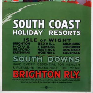 South Coast Holiday Resorts, LBSCR poster, 1900-1922