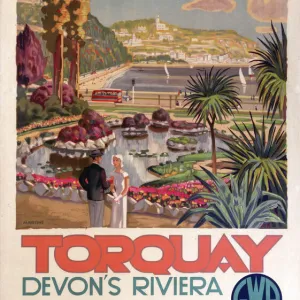 Torquay, Devons Riviera, GWR poster, 1930s