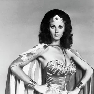 Actress Lynda Carter Posing as Wonder Woman