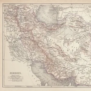 Ancient map of Persia, lithograph, published in 1877