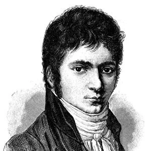 Antique illustration of young Beethoven