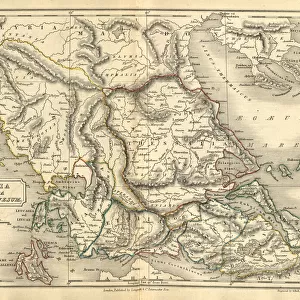 Antique map of Ancient Greece, Graecia extra Peloponnesum, History