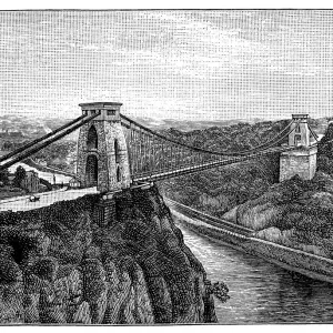 Antique Illustration Print of Clifton Suspension Bridge Antique Illustration Print of Clifton Suspension Bridge