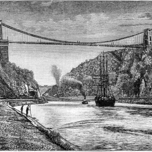 Vintage Engraving Print of Clifton Suspension Bridge Vintage Engraving Print of Clifton Suspension Bridge
