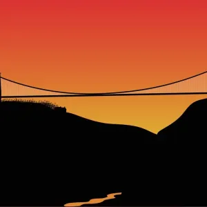 Clifton Suspension Bridge Silhouette Print, Bristol 1864 Clifton Suspension Bridge Silhouette Print, Bristol 1864
